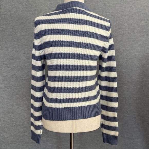 American Eagle Collared Sweater Small Striped Beachy Tenniscore Preppy Coastal - Picture 4 of 11